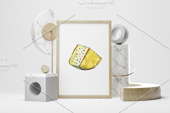 Watercolor cheese set-3 in Illustrations - product preview 4