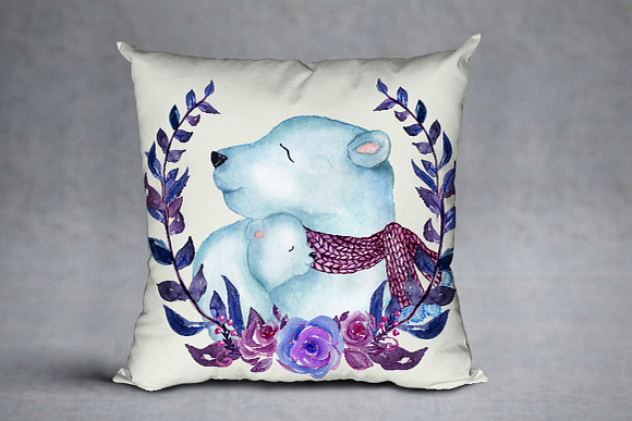Watercolor Polar Bears clipart in Illustrations - product preview 3