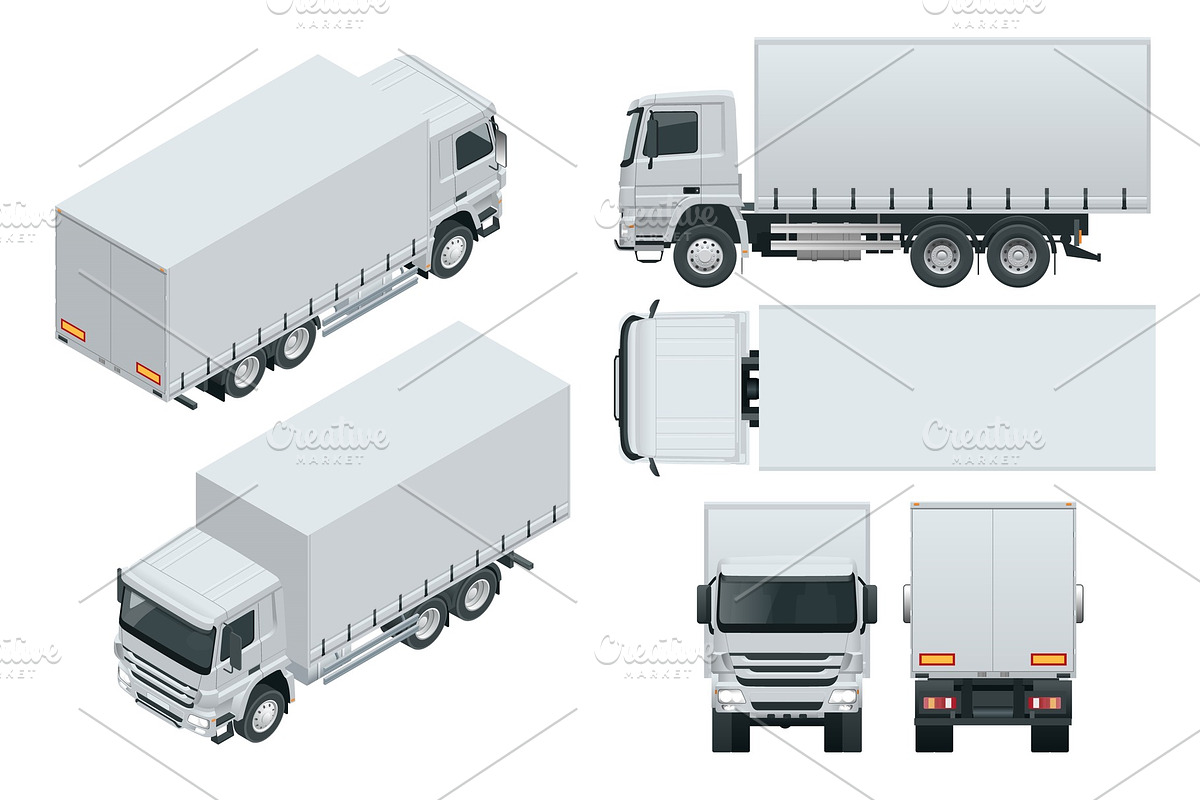Truck delivery, lorry mock-up in Illustrations - product preview 8