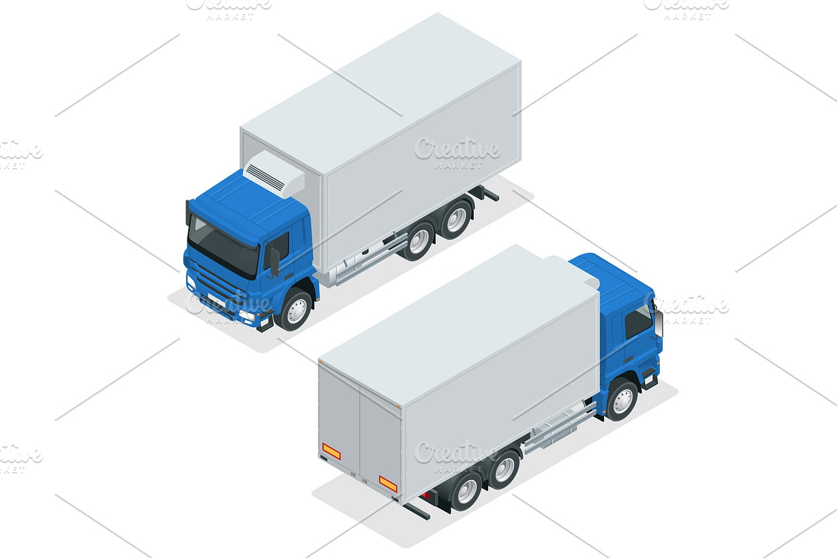 Isometric Truck Delivery, lorry mock in Illustrations - product preview 8