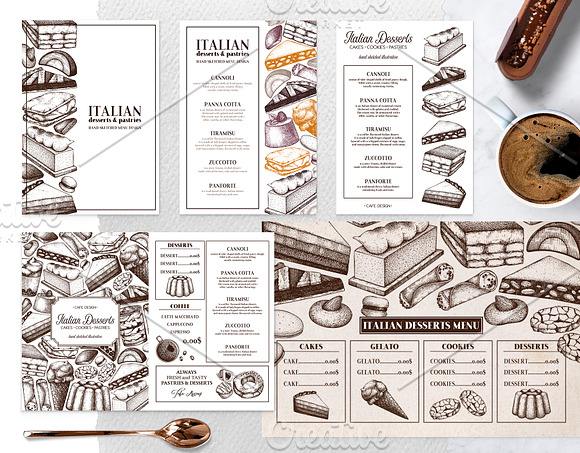 Italian Desserts & Pastries Set in Illustrations - product preview 1