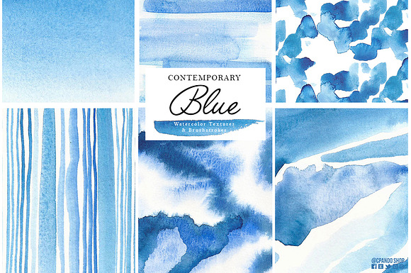Contemporary Blue Watercolor  in Illustrations - product preview 1
