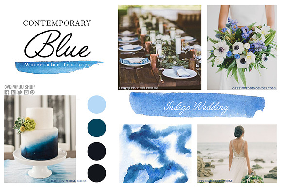 Contemporary Blue Watercolor  in Illustrations - product preview 2