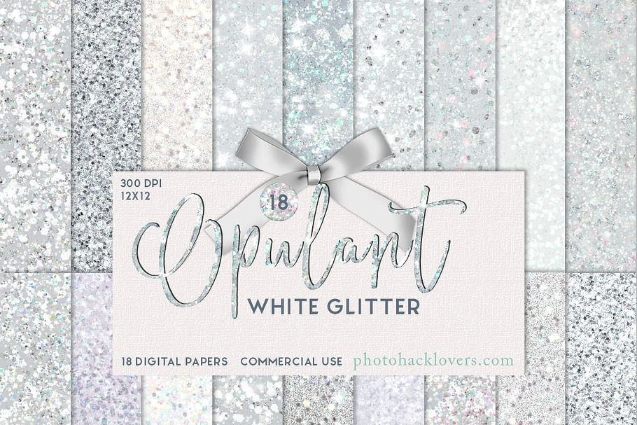 Opulent White Glitter Textures