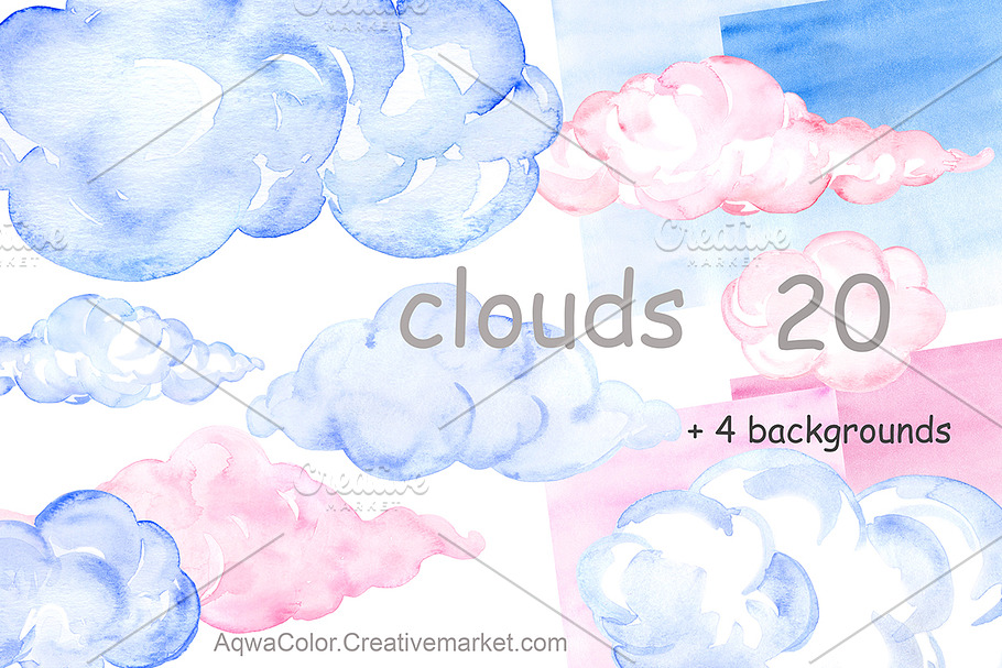 Clouds Watercolor clipart