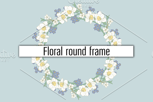 Round frame with flowers. SALE