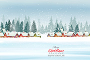 Holiday Christmas panorama. Vector