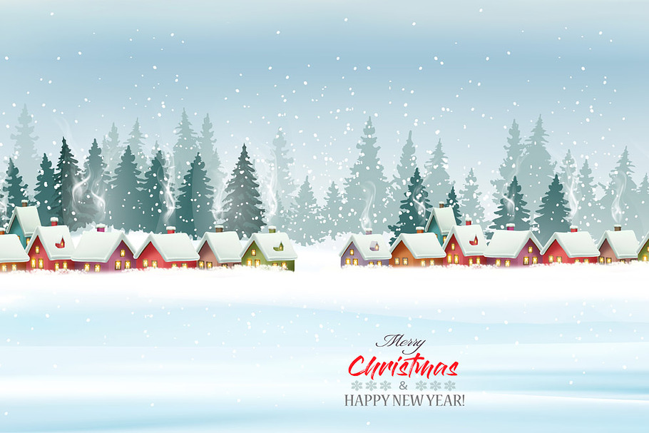 Holiday Christmas panorama. Vector in Illustrations - product preview 8