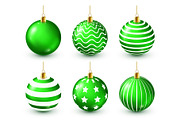 Christmas Tree Shiny Green Balls Set