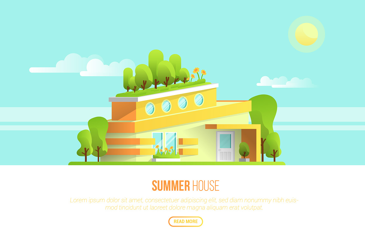 Summer House - Vector Building in Illustrations - product preview 8