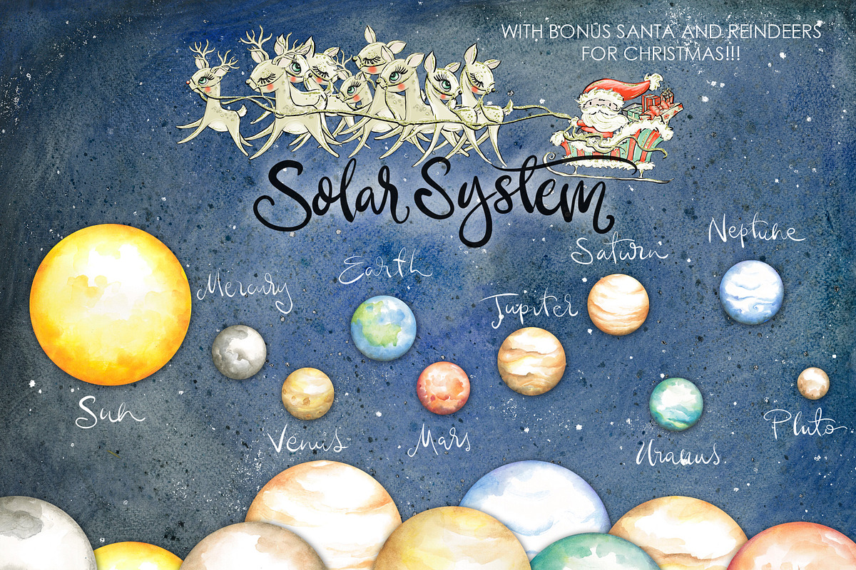 Planets Clipart Watercolor in Illustrations - product preview 8