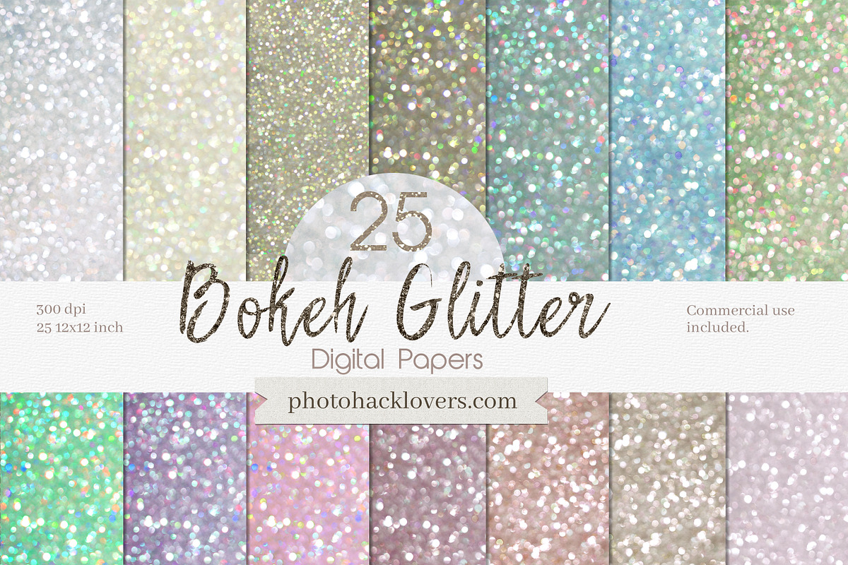 Pastel glitter Bokeh Digital Papers in Textures - product preview 8