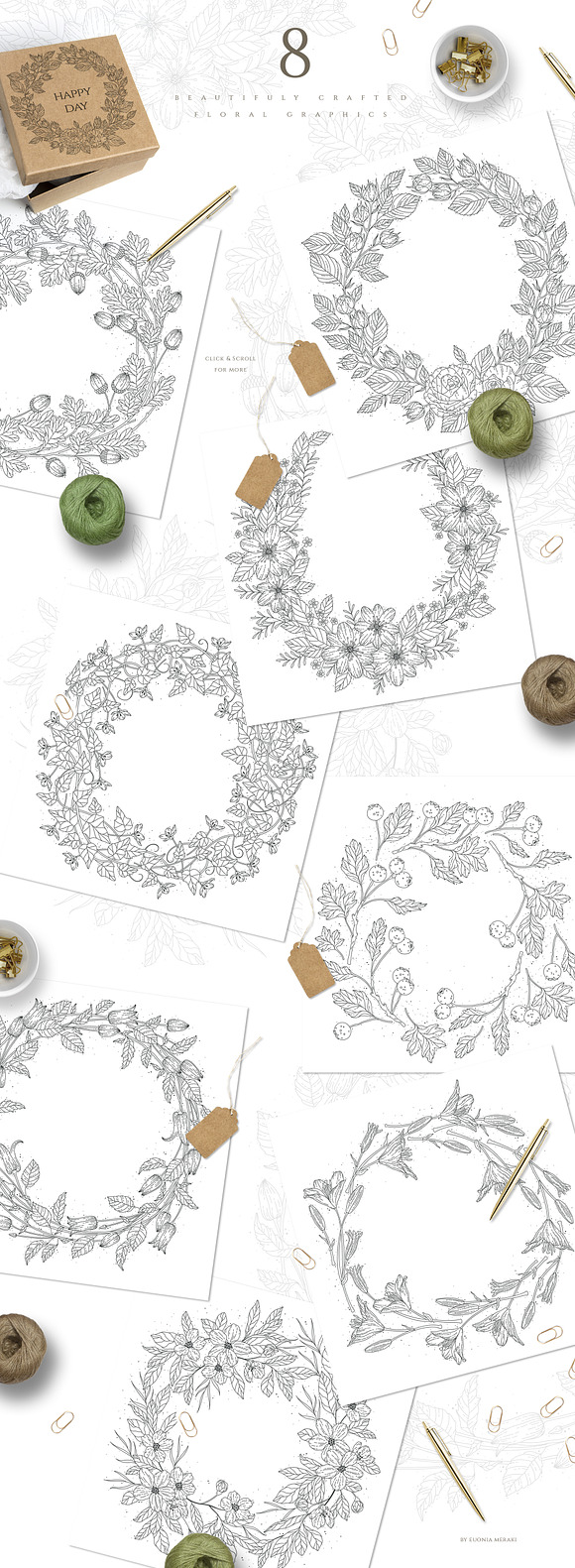 Flower Wreath Graphic Collection in Illustrations - product preview 1