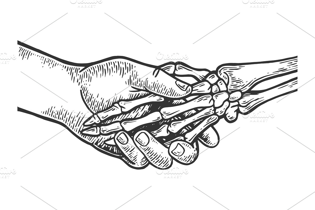 Death skeleton handshake engraving in Illustrations - product preview 8