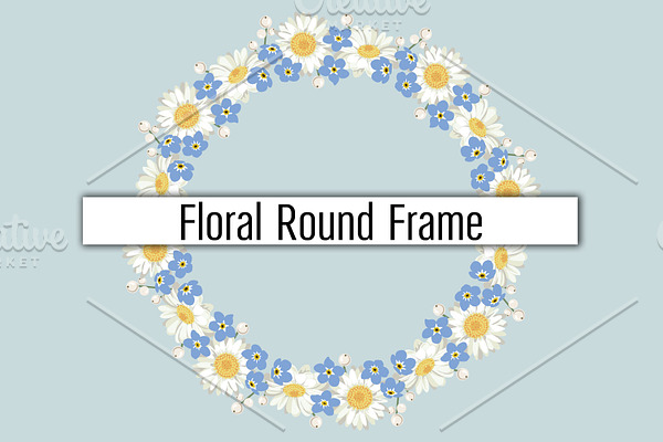 Round frame with flowers.