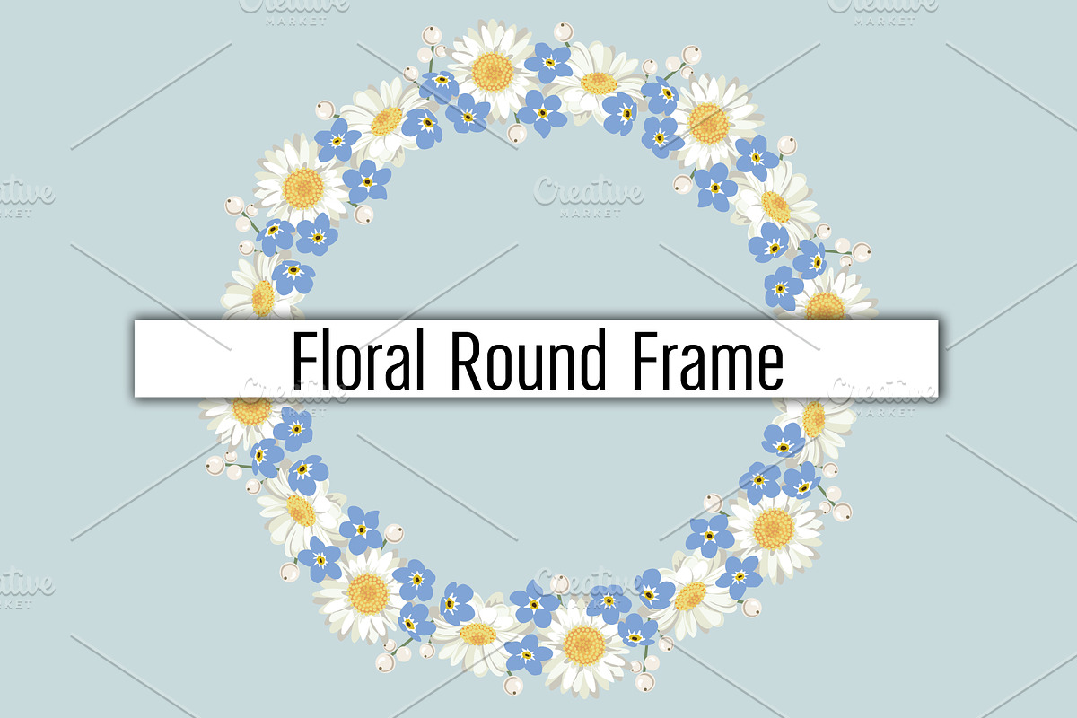 Round frame with flowers. in Illustrations - product preview 8