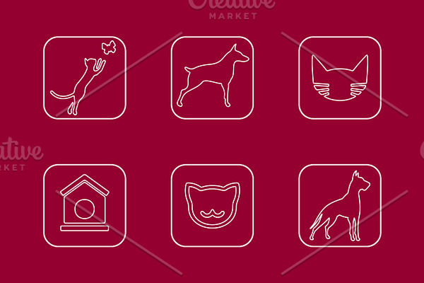Set of pets simple icons
