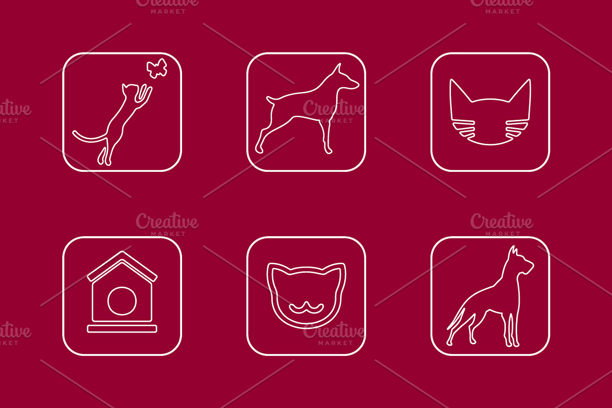 Set of pets simple icons in Graphics - product preview 8