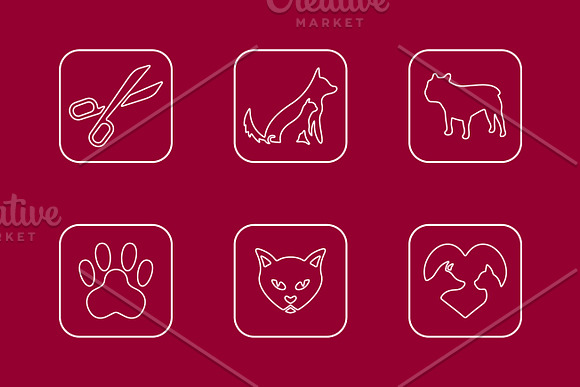 Set of pets simple icons in Graphics - product preview 1