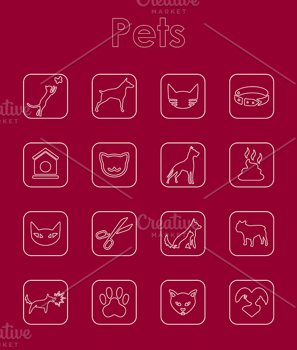 Set of pets simple icons in Graphics - product preview 2