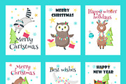 Christmas animals cards and patterns