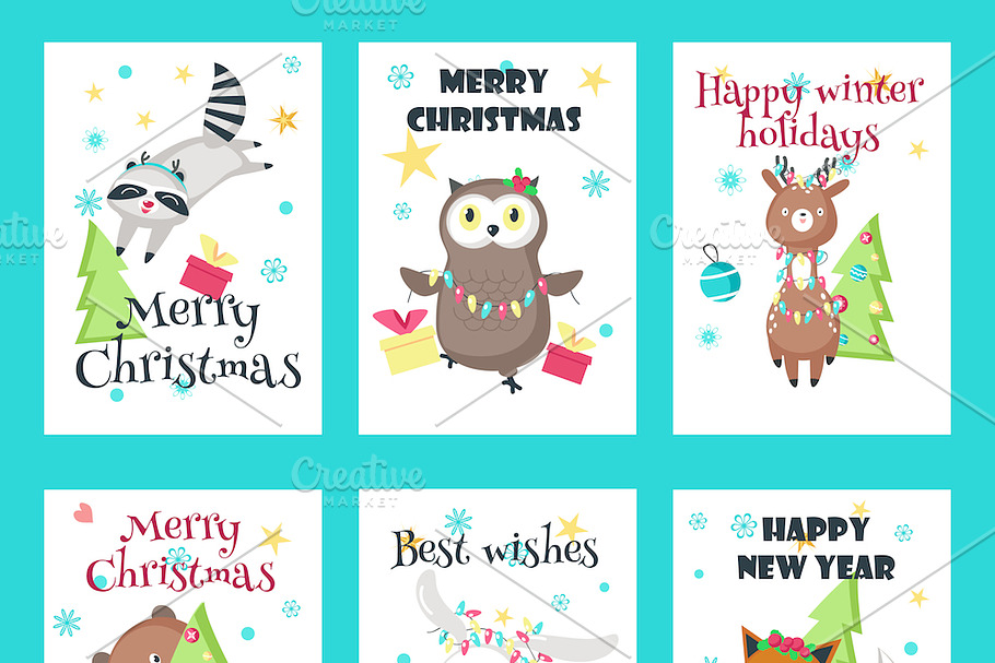 Christmas animals cards and patterns in Patterns - product preview 8