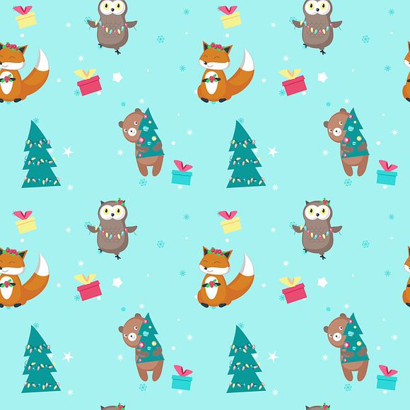 Christmas animals cards and patterns in Patterns - product preview 2