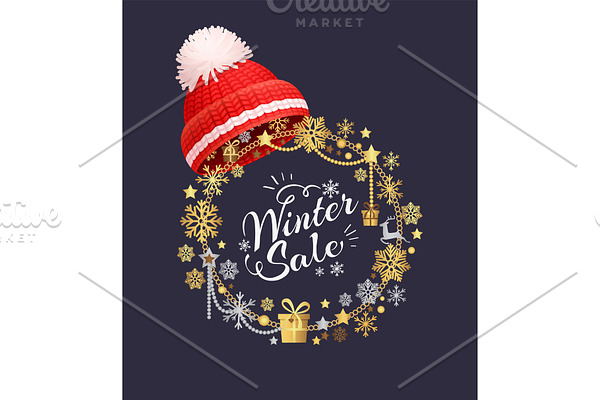 Winter Sale, Lettering Label with