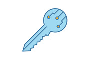 Private digital key color icon