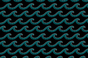 Dot art blue waves on black pattern