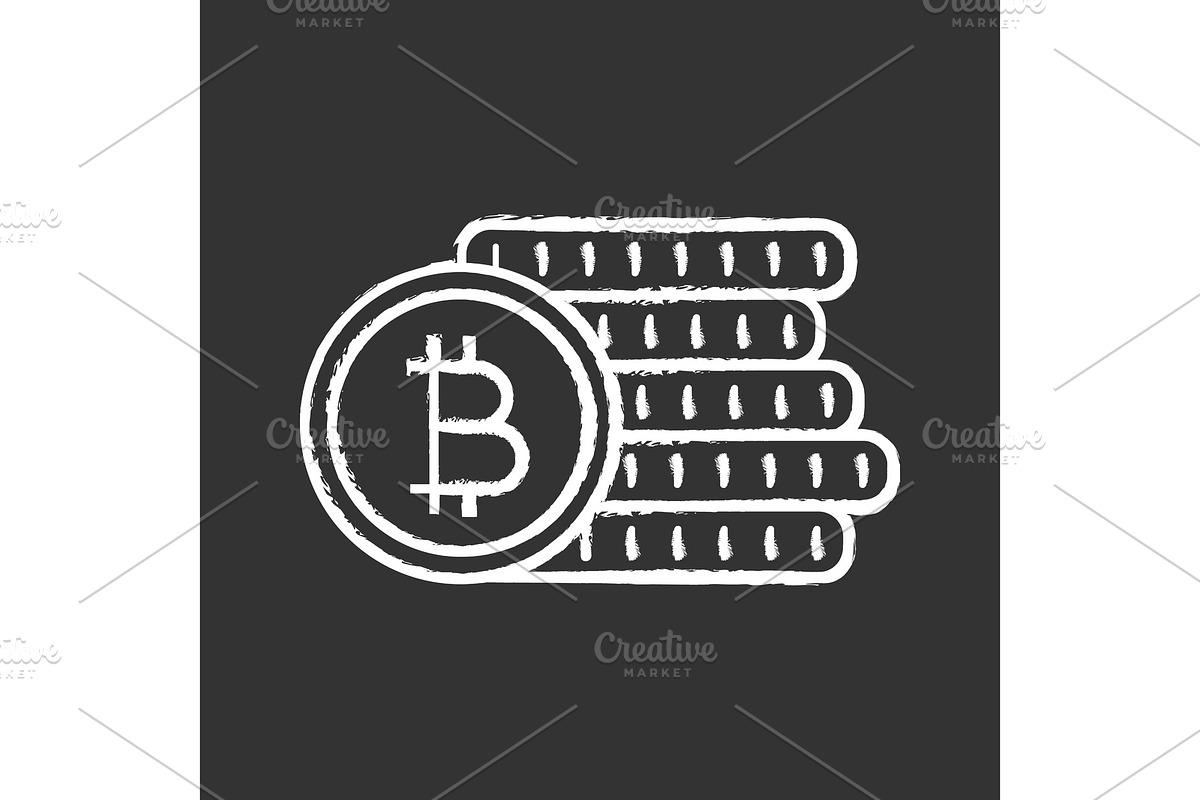 Bitcoin coins stack chalk icon in Icons - product preview 8