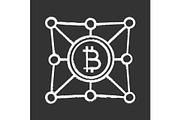 Blockchain network chalk icon