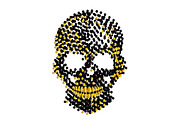 Gold metallic skull icon, artistic