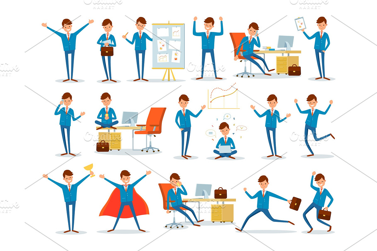 Man Busy with Work, Businessman in Illustrations - product preview 8