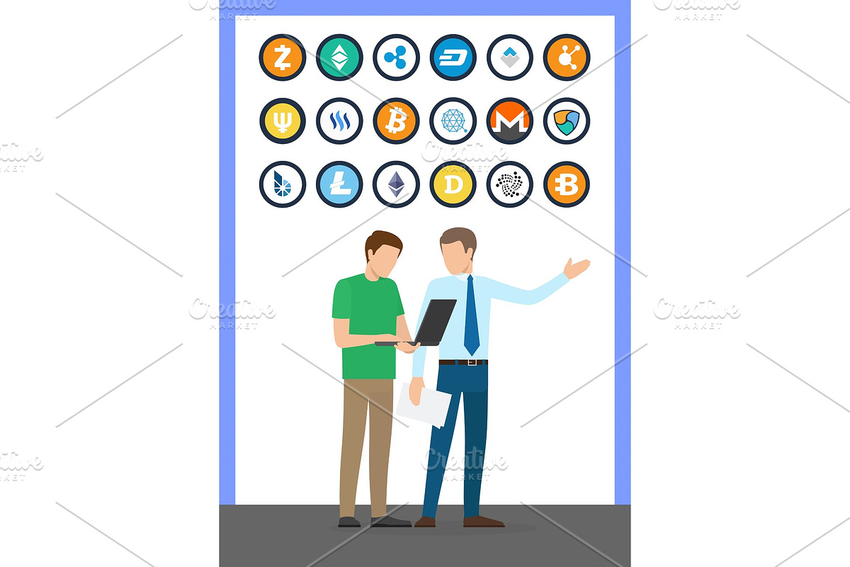 Bitcoin Currencies Set and Working in Illustrations - product preview 8