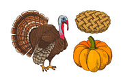 Pumpkin and Turkey Baked Pie Icons
