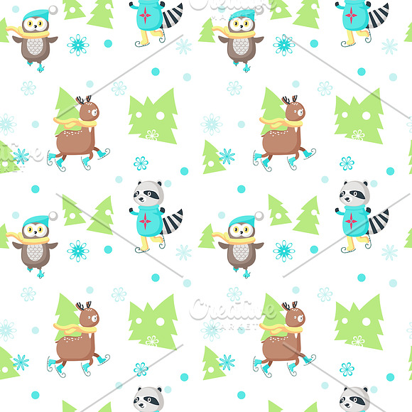 Ice Skating animals clipart set in Illustrations - product preview 2