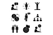 Business management glyph icons set