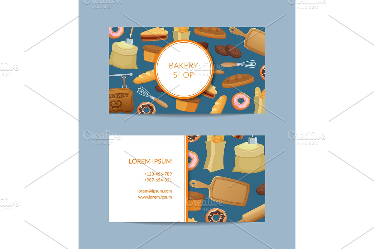 Vector cartoon bakery business card in Graphics - product preview 8