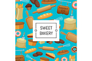 Vector cartoon bakery elements set