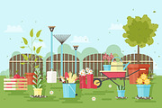 Illustration with garden tools