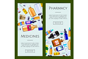 Vector pharmacy medicine bottles web