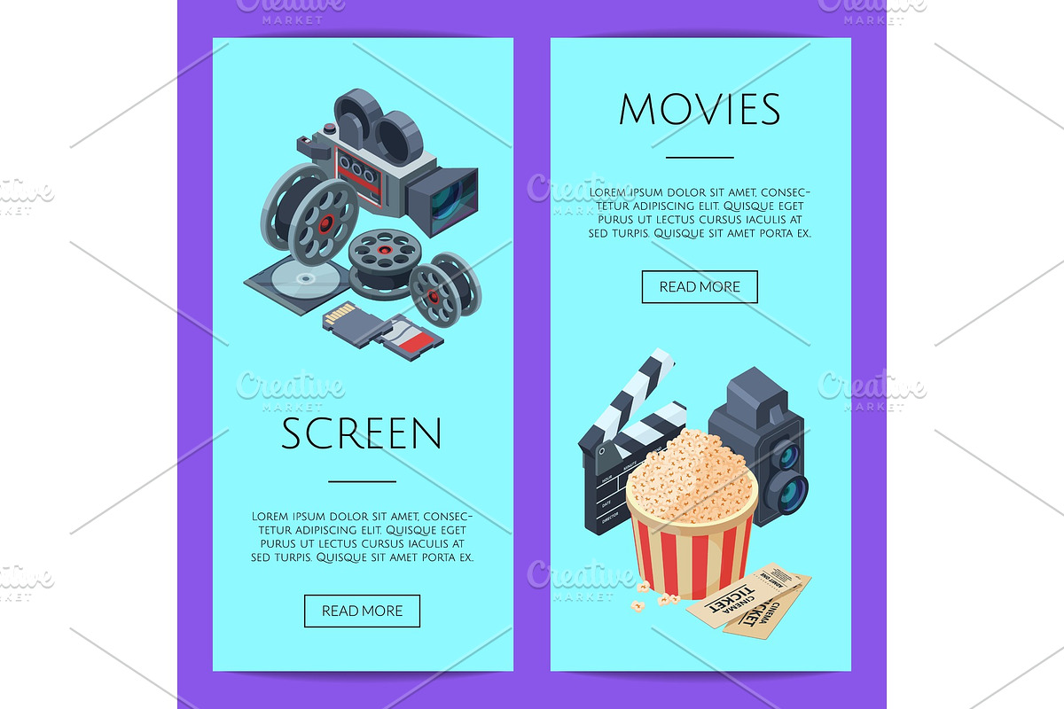 Vector cinematograph isometric web in Graphics - product preview 8