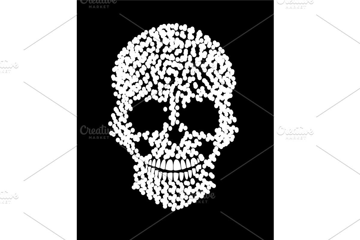Skull icon with dots white colors  in Graphics - product preview 8
