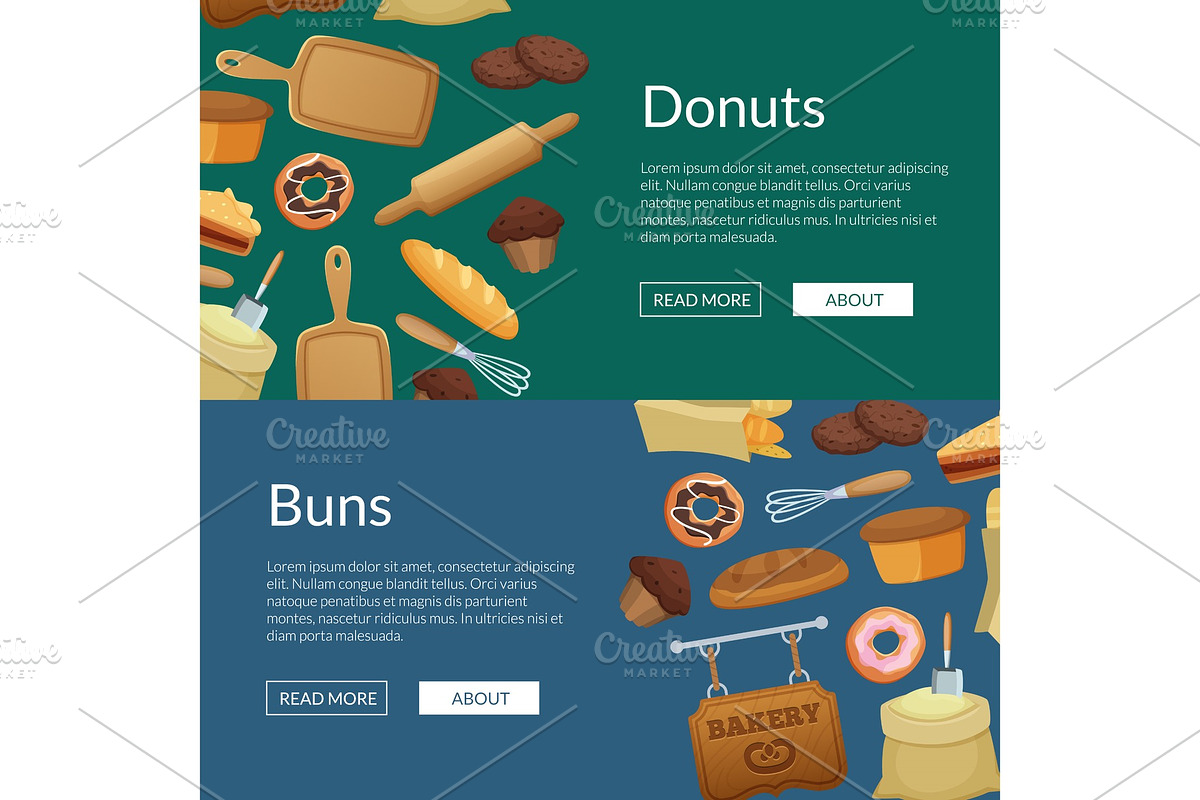 Vector cartoon bakery web banner in Graphics - product preview 8