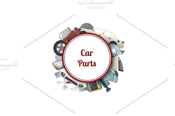 Vector car parts circle with place