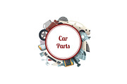 Vector car parts circle with place