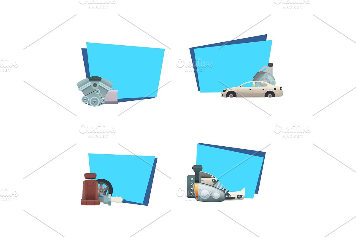 Vector car parts stickers with place in Graphics - product preview 8