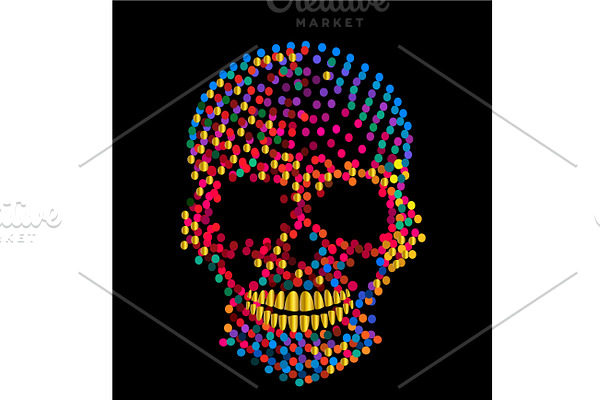 Vivid colors skull icon, artistic 