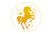 Unicorn gold silhouette with stars